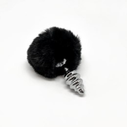 Metal Anal Fluffy Twist Plug S black