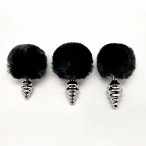 Metal Anal Fluffy Twist Plug S black