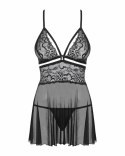 Bielizna-838-BAB-1 babydoll i stringi czarna S/M
