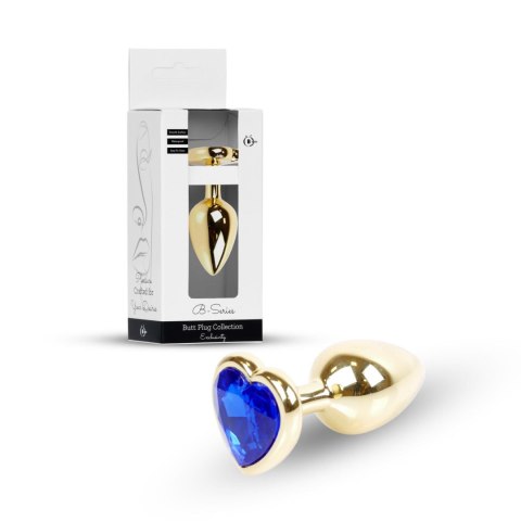 Plug-Jewellery Gold Heart PLUG- Dark Blue
