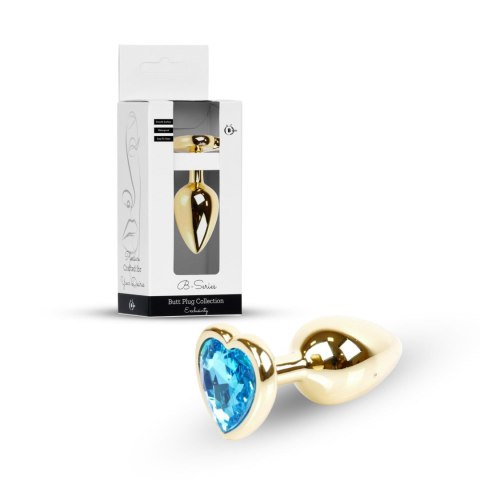 Plug-Jewellery Gold Heart PLUG- Light Blue