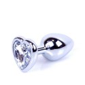 Plug-Jewellery Silver Heart PLUG- Clear