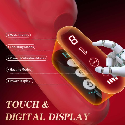 Silicone Vibrator 7 Powerful Modes - 
Licking, 7 Thrusting
Heating, Red