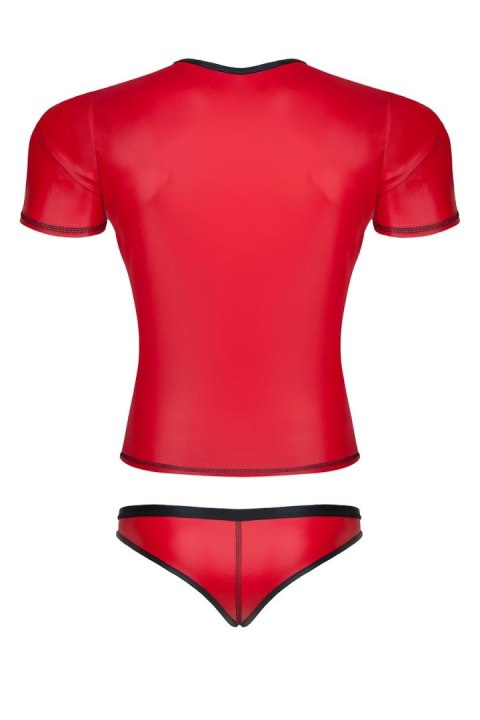 Męski komplet z wetlooka: t-shirt w serek, figi typu brazyliany XL