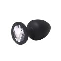 Black large butt plug with white crystal