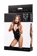 Glossy Kitti, bodysuit and cat ears, wetlook, black, M