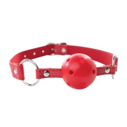 Red breathable ball gag with adjustable strap