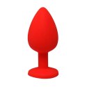 Red large butt plug with white crystal