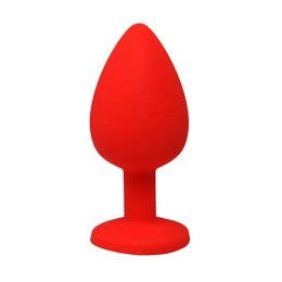 Red large butt plug with white crystal