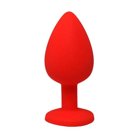 Red large butt plug with white crystal