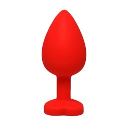 Red large heart-shaped butt plug with white crystal