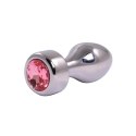 Silver Butt Plug with Pink Diamond