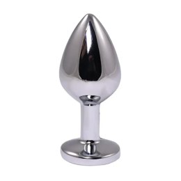 Silver Medium Butt Plug with Red Diamond