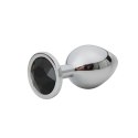 Silver Small Butt Plug with Black Diamond