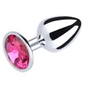 Silver Small Butt Plug with Pink Diamond