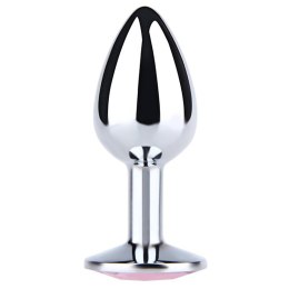 Silver Small Butt Plug with Pink Diamond