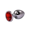 Silver Small Butt Plug with Red Diamond