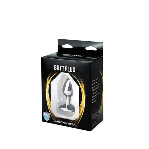 Silver small heart-shaped butt plug with pink crystal