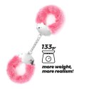 CRUSHIOUS SPANGLE METAL HANDCUFFS WITH PLUSH IN PINK