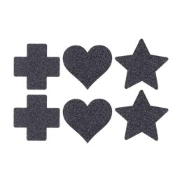 Nipple Cover Set - Cross Star Heart - Black