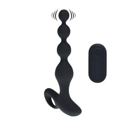 Remote Control Beaded Vibrating Silicone Anal Plug - Black