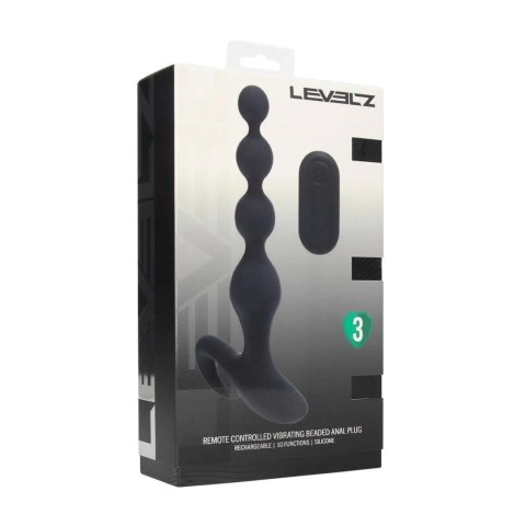 Remote Control Beaded Vibrating Silicone Anal Plug - Black