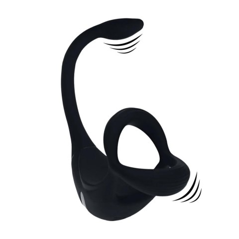Remote Control Vibrating Silicone Tri O Cockring with Prostate Stimulator - Black
