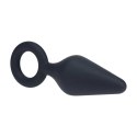 Silicone Anal Plug with Loop - L - Black