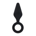 Silicone Anal Plug with Loop - M - Black