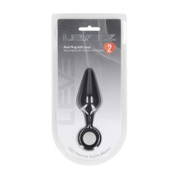 Silicone Anal Plug with Loop - M - Black