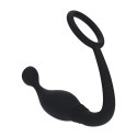 Silicone Cockring with Prostate Stimulator - L - Black
