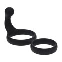 Silicone Double Cockring with Anal Stimulator - Black