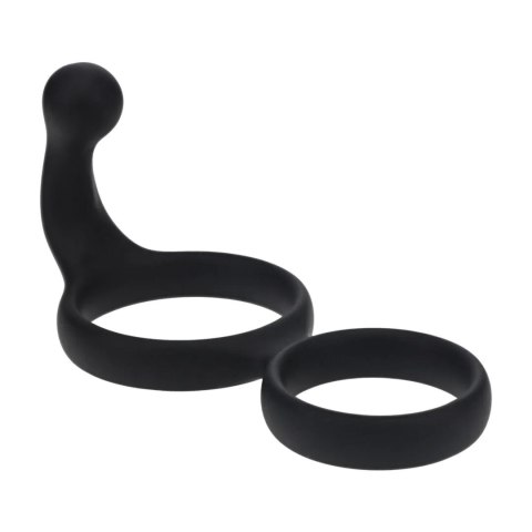 Silicone Double Cockring with Anal Stimulator - Black