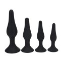 Slim Silicone Anal Plug Set of 4 - S/M/L/XL - Black
