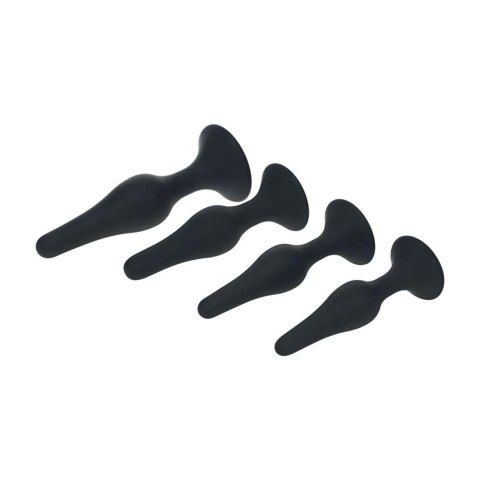 Slim Silicone Anal Plug Set of 4 - S/M/L/XL - Black