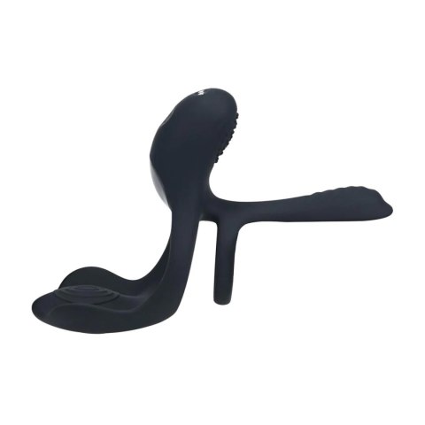 Triple Motor Vibrating Silicone Cockring - Black