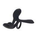 Triple Motor Vibrating Silicone Cockring - Black