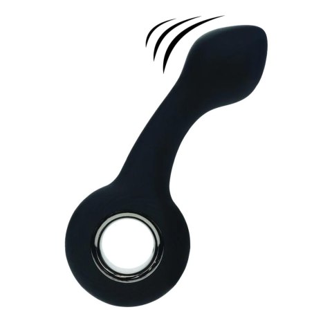 Vibrating Bulb Silicone Prostate Massager with Loop - Black