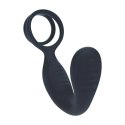 Vibrating Silicone Prostate Stimulator with Cock and Ball Ring - Black