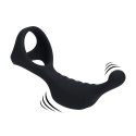Vibrating Silicone Prostate Stimulator with Tri O Cockring - Black