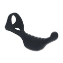 Vibrating Silicone Prostate Stimulator with Tri O Cockring - Black