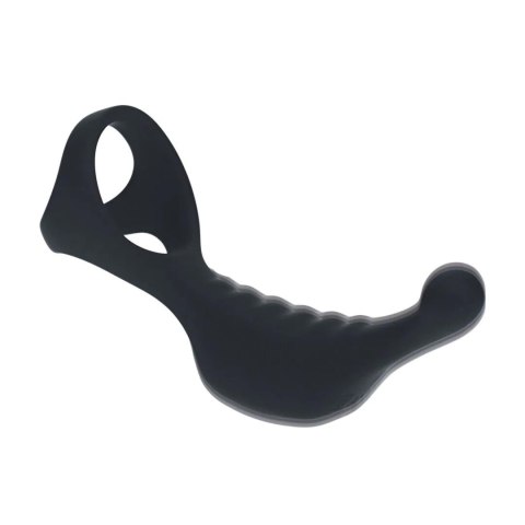 Vibrating Silicone Prostate Stimulator with Tri O Cockring - Black