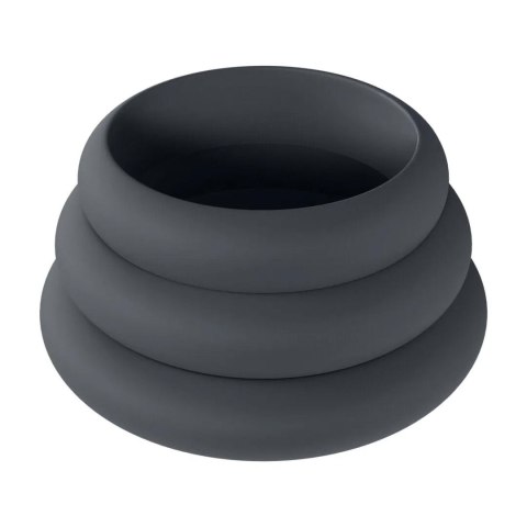 Wide O Silicone Cockring Set of 3 - S/M/L - Black