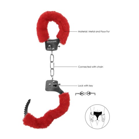 Pleasure Handcuffs Furry Red