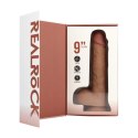 Vibrating Regular Straight Cock with Balls - 23 cm - Tan