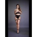 2-Piece Bra Set with Garters - One Size - Black