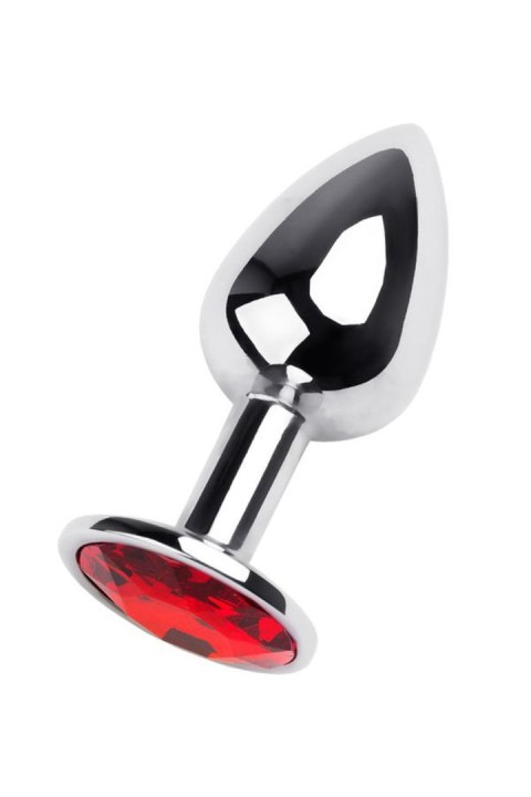 Silver anal plug TOYFA Metal,with a red gem