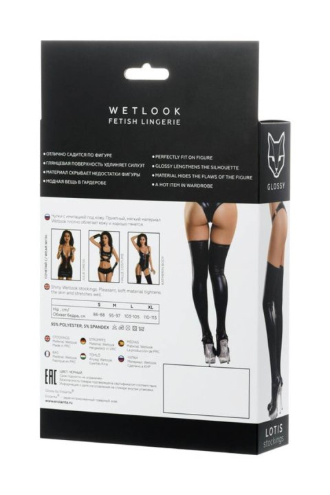 Glossy Shiny Wetlook stockings LOTIS - black L